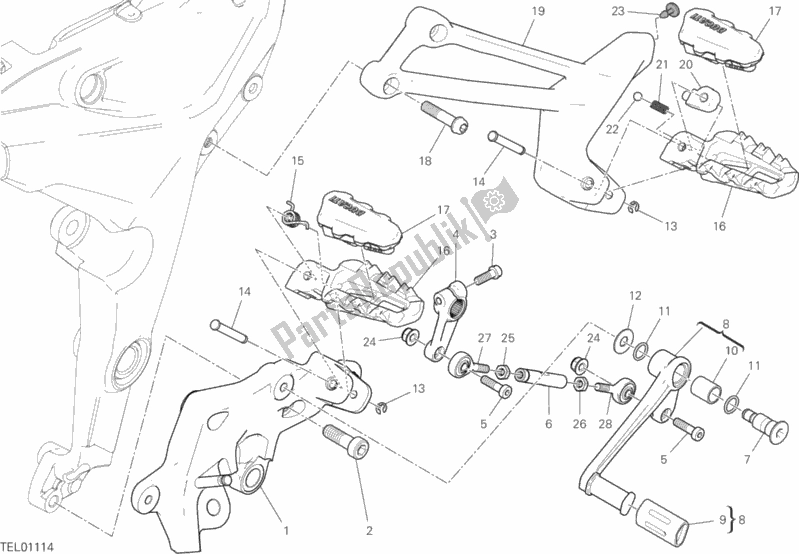 Toutes les pièces pour le Repose-pieds, Gauche du Ducati Multistrada 1260 ABS USA 2019